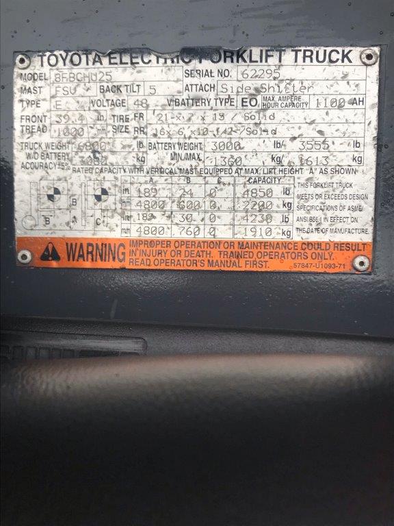 Model 8FBCHU25 orange toyota forklift with serial number 62295 for sale Model 8FBCHU25 orange toyota forklift with serial number 62295 for sale